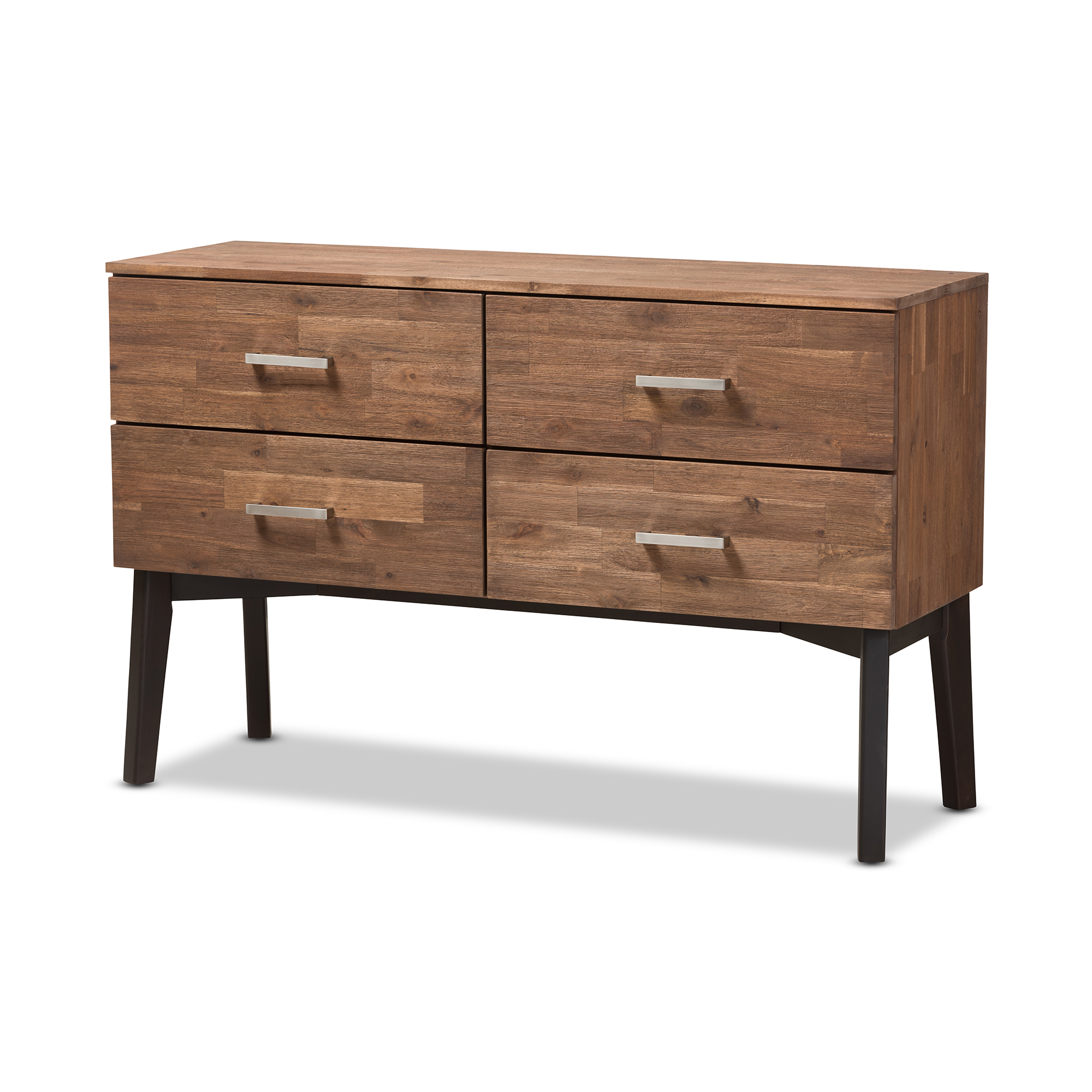 Baxton Studio Selena Mid-Century Modern Brown Wood 4-Drawer Dresser